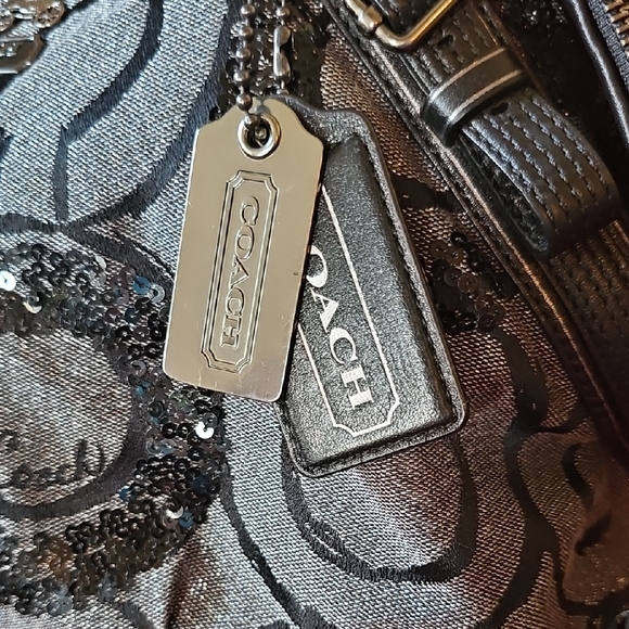 COACH 2010 MADISON SOPHIA LEATHER LUREX SEQUIN LARGE SATCHEL BAG TOTE Like New! - Picture 7 of 12